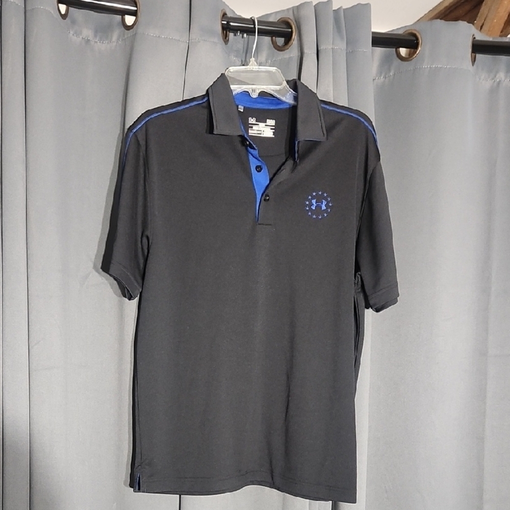 Under Armour Black Polo with Blue Trim